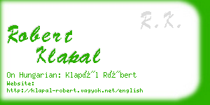 robert klapal business card